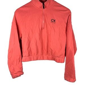 Calvin Klein Performance Womens Fleece Long-Sleeve Cropped‎ Sweater XS Pink